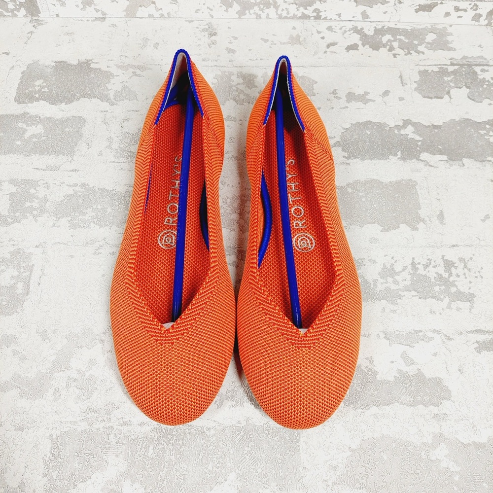 NEW Rothy's The Flat Orange Knit Round Toe Slip On Loafers C555 - Picture 5 of 8